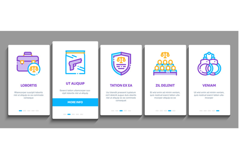 law-and-judgement-onboarding-icons-set-vector
