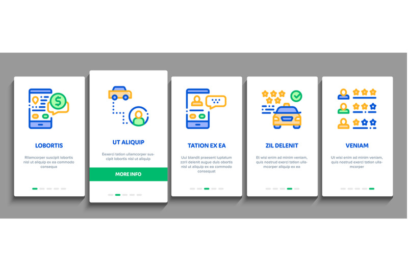 online-taxi-onboarding-elements-icons-set-vector