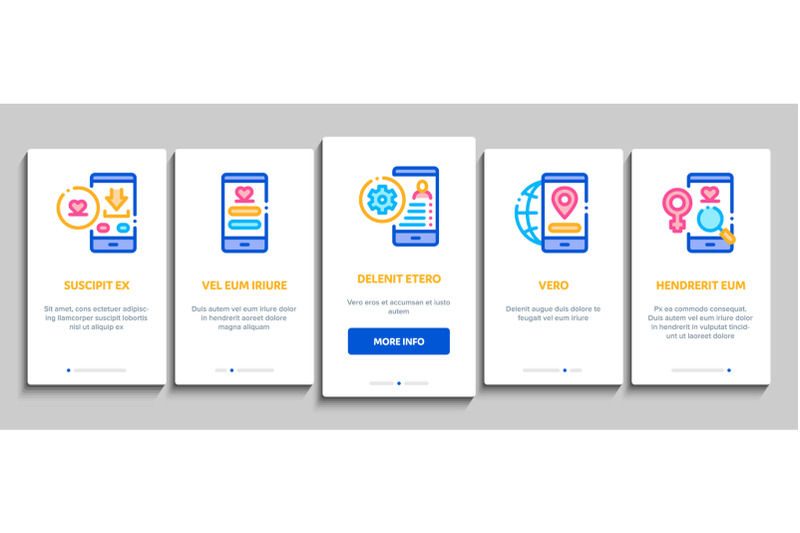 dating-app-onboarding-elements-icons-set-vector