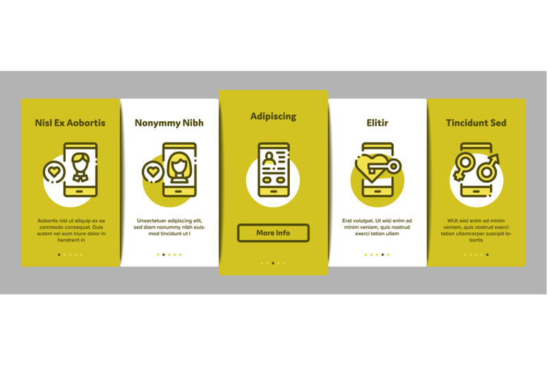 dating-app-onboarding-elements-icons-set-vector