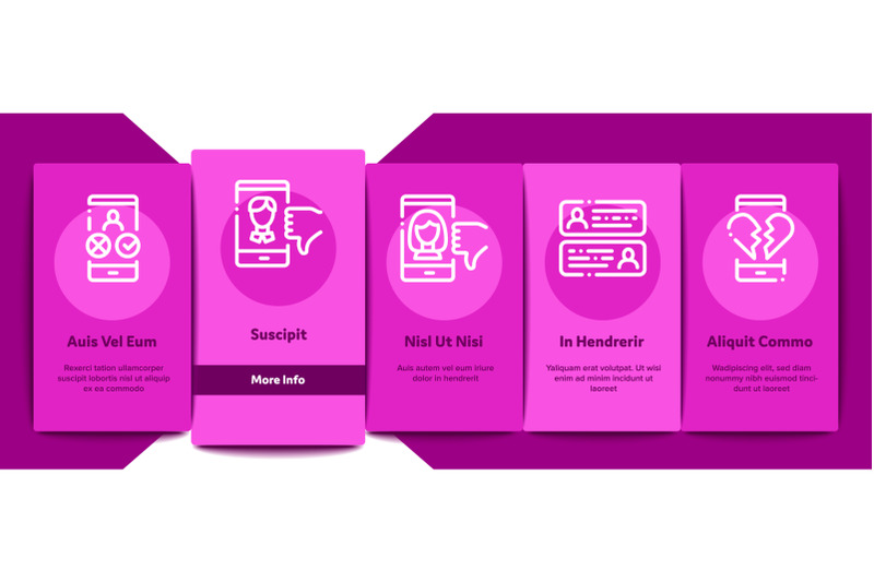 dating-app-onboarding-elements-icons-set-vector