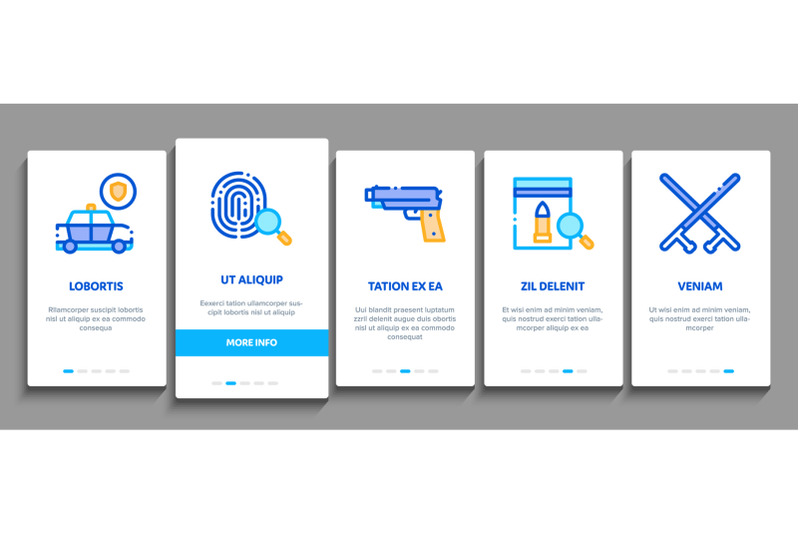 police-department-onboarding-elements-icons-set-vector