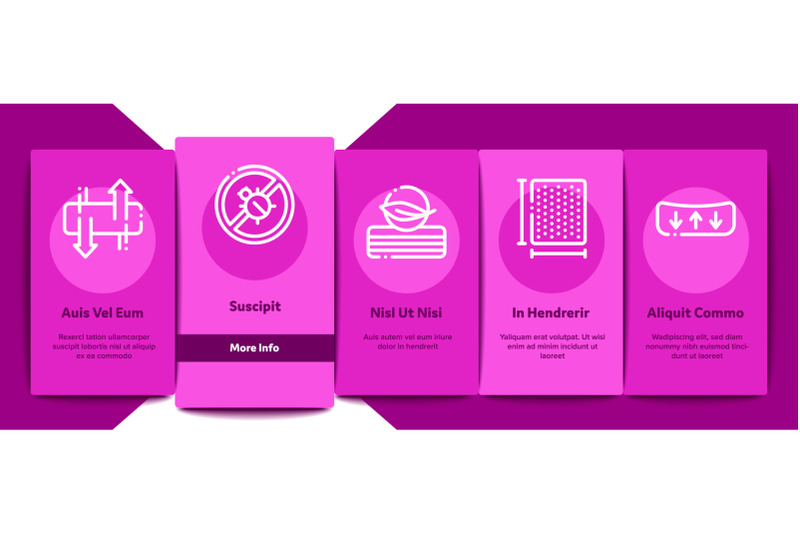 mattress-orthopedic-onboarding-elements-icons-set-vector