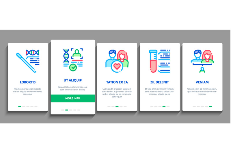 paternity-test-dna-onboarding-elements-icons-set-vector