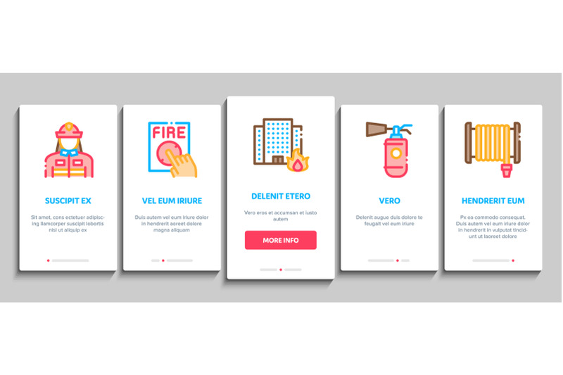 firefighter-equipment-onboarding-elements-icons-set-vector