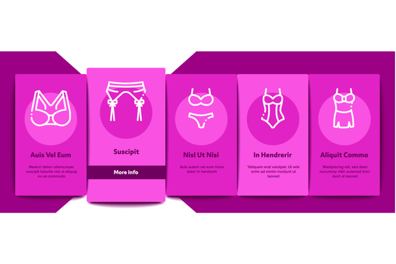 lingerie-bras-panties-onboarding-elements-icons-set-vector