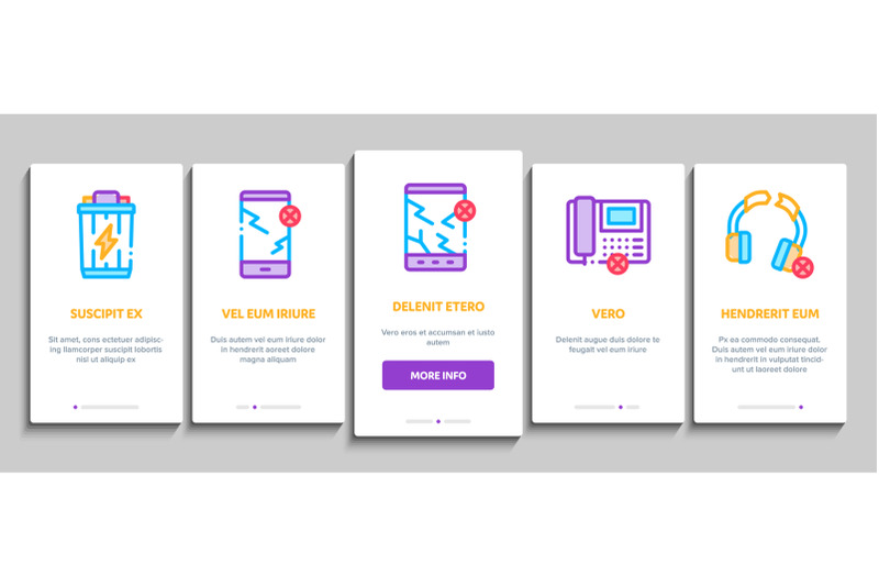 electrical-waste-tools-onboarding-elements-icons-set-vector