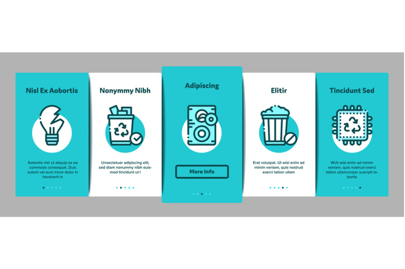 electrical-waste-tools-onboarding-elements-icons-set-vector