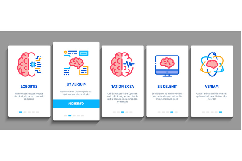 neurology-medicine-onboarding-elements-icons-set-vector