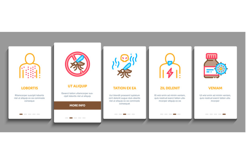 malaria-illness-dengue-onboarding-elements-icons-set-vector