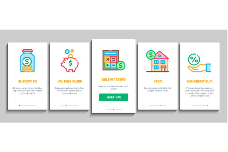 pension-retirement-onboarding-elements-icons-set-vector