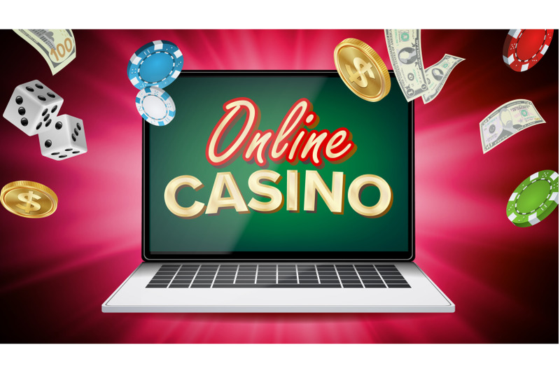 online-casino-vector-banner-with-laptop-poker-gambling-casino-poster-sign-jackpot-billboard-promo-concept-illustration