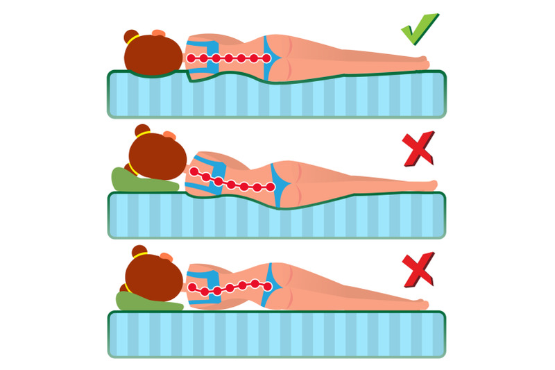 orthopedic-mattress-vector-sleeping-position-bad-and-good-various-mattresses-comfortable-bed-pillow-correct-spine-sleeping-position-isolated-comparative-illustration