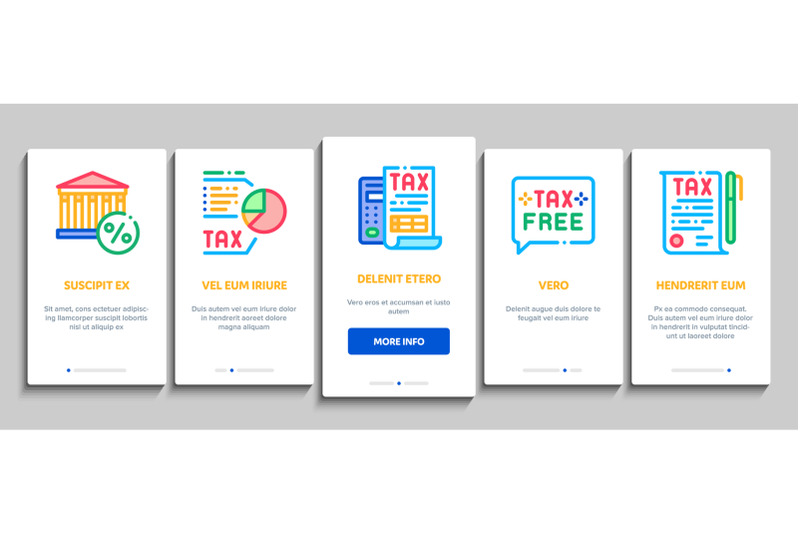 tax-system-finance-onboarding-elements-icons-set-vector