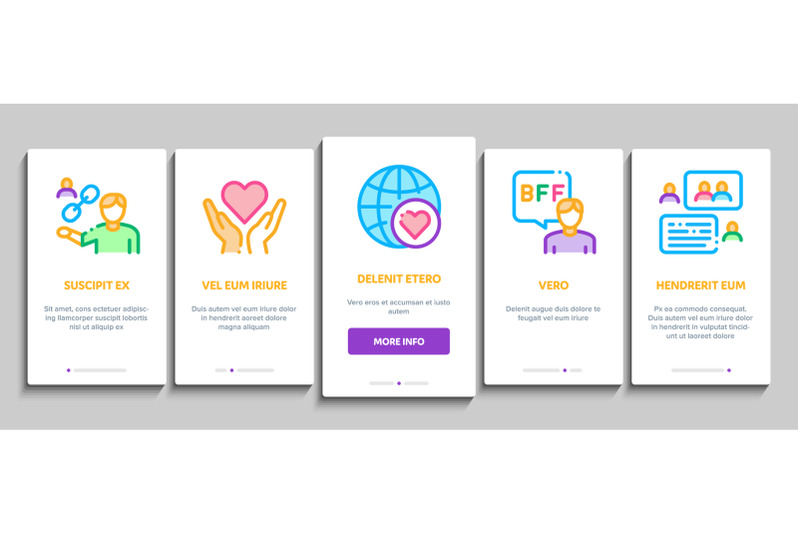 friendship-relation-onboarding-elements-icons-set-vector