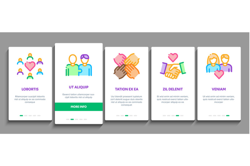 friendship-relation-onboarding-elements-icons-set-vector