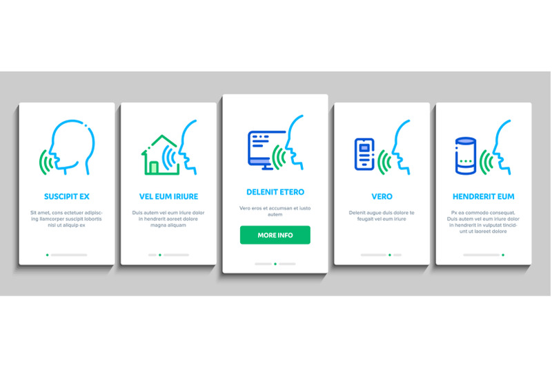 voice-control-onboarding-elements-icons-set-vector