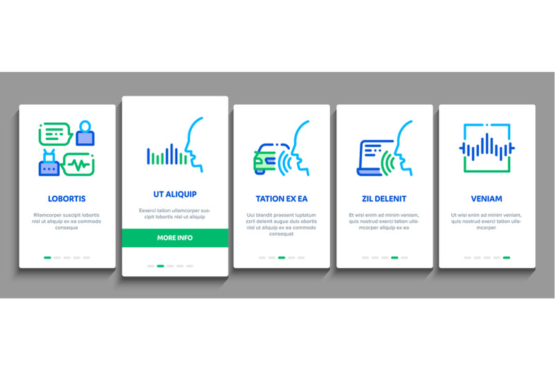 voice-control-onboarding-elements-icons-set-vector