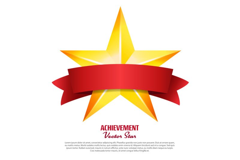 achievement-vector-star-with-red-ribbon-yellow-sign-place-for-text-golden-decoration-symbol-3d-shine-icon-isolated-on-white-background