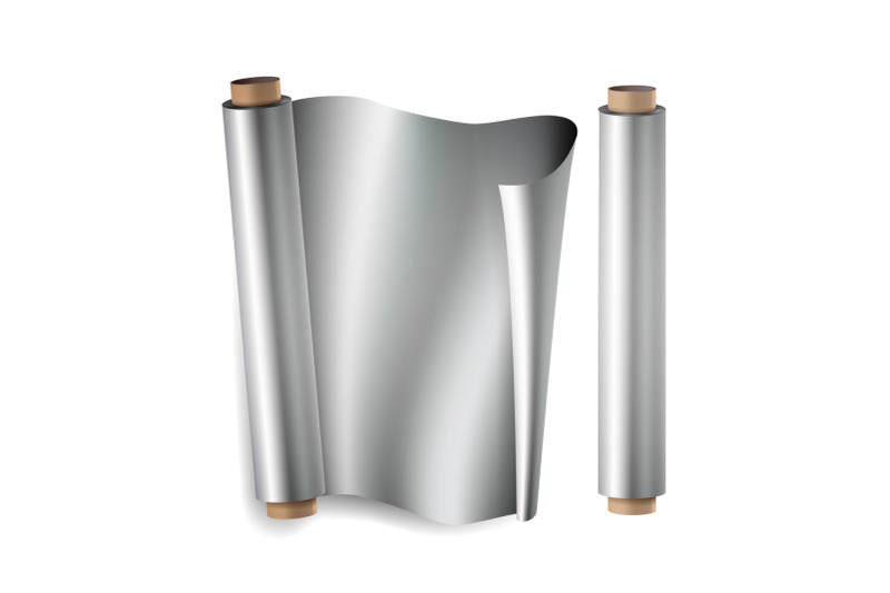 metal-foil-paper-roll-vector-close-up-top-view-opened-and-closed-realistic-illustration-isolated-on-white