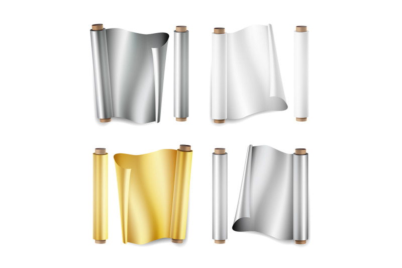 foil-roll-set-vector-aluminium-metal-gold-baking-paper-close-up-top-view-opened-and-closed-realistic-illustration-isolated-on-white