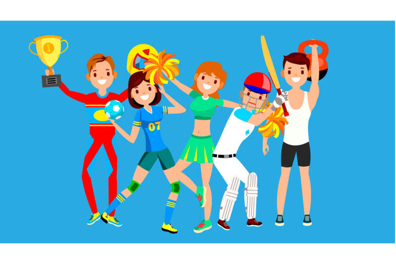 athlete-set-vector-man-woman-handball-cheerleader-baseball-fitness-man-group-of-sports-people-in-uniform-apparel-sportsman-character-in-game-action-flat-cartoon-illustration