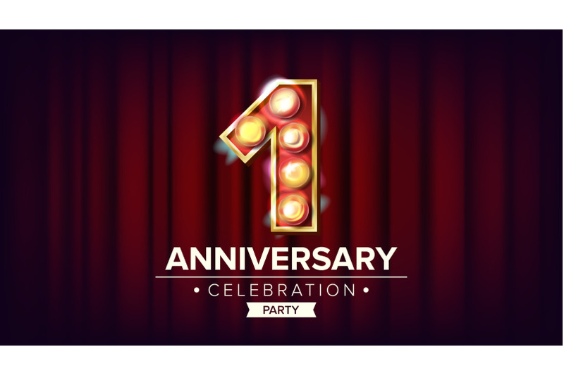 1-year-anniversary-banner-vector-one-first-celebration-shining-light-sign-number-for-business-cards-postcards-flyers-gift-cards-design-modern-red-background-illustration