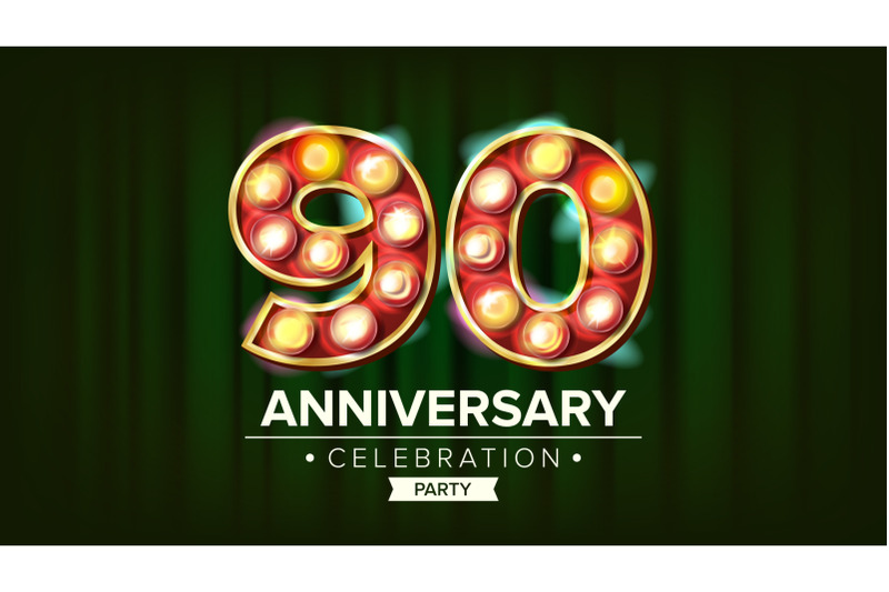 90-years-anniversary-banner-vector-ninety-celebration-3d-glowing-element-digits-for-happy-birthday-luxurious-advertising-design-modern-green-background-illustration