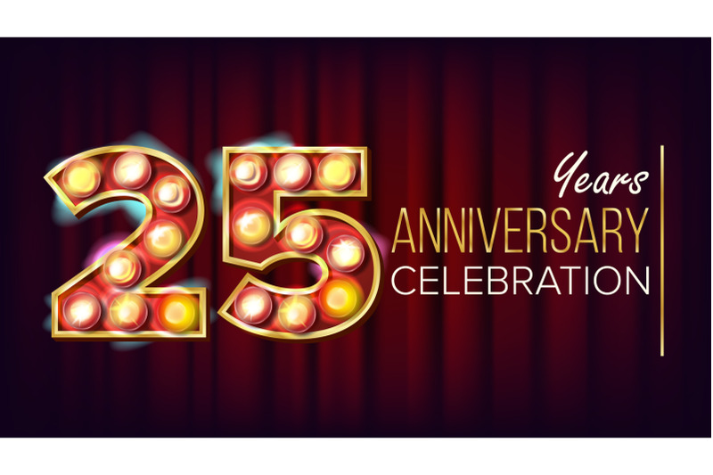 25-years-anniversary-banner-vector-twenty-five-twenty-fifth-celebration-shining-light-sign-number-for-traditional-company-birthday-design-modern-red-background-illustration