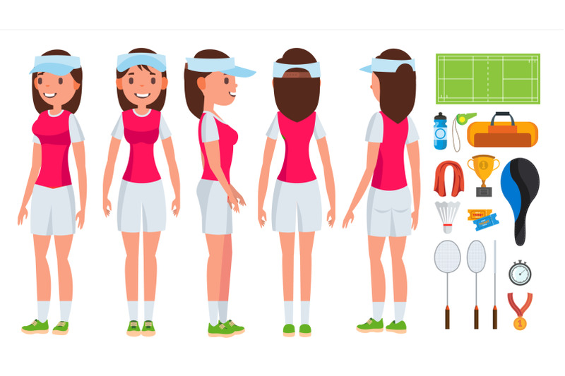 badminton-player-female-vector-summer-game-shuttlecock-isolated-flat-cartoon-character-illustration