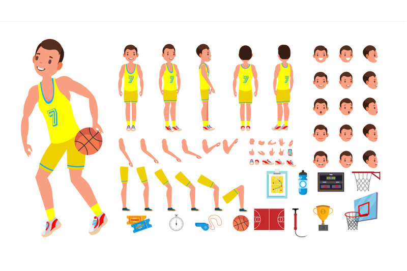 basketball-player-male-vector-animated-character-creation-set-basketball-player-man-full-length-front-side-back-view-accessories-poses-face-emotions-isolated-flat-cartoon-illustration