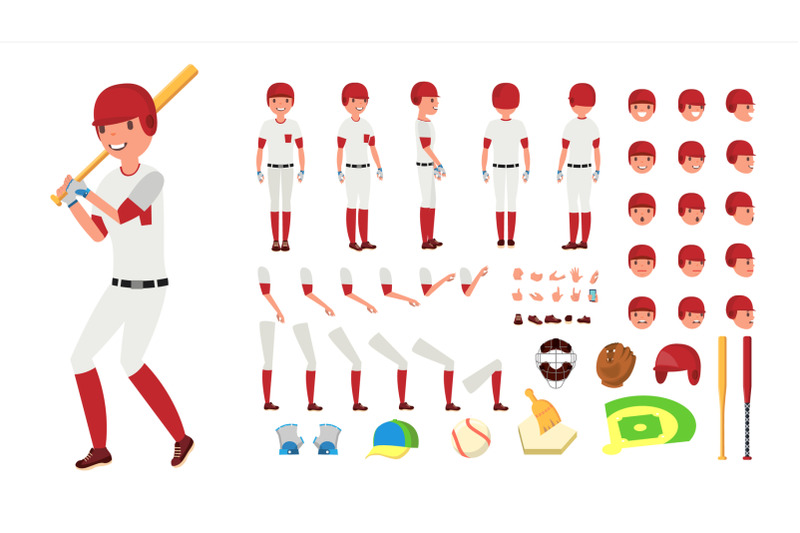 baseball-player-vector-animated-character-creation-set-american-base-ball-tools-and-equipment-full-length-front-side-back-view-accessories-poses-face-emotions-gestures-isolated-flat-cartoon-illustration