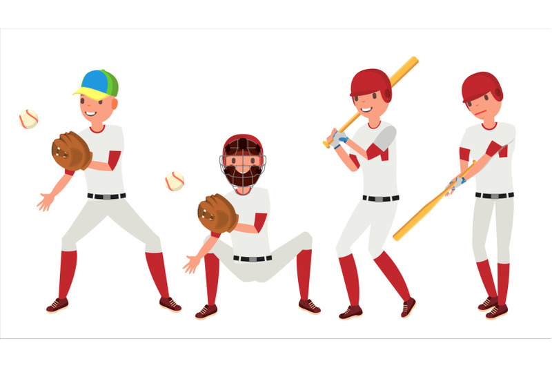 classic-baseball-player-vector-classic-uniform-different-action-poses-flat-cartoon-illustration