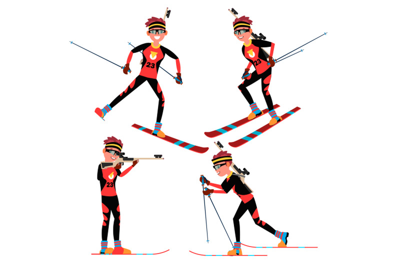 biathlon-male-player-vector-in-action-sportsman-in-ski-biathlon-competition-sporting-equipment-cartoon-character-illustration
