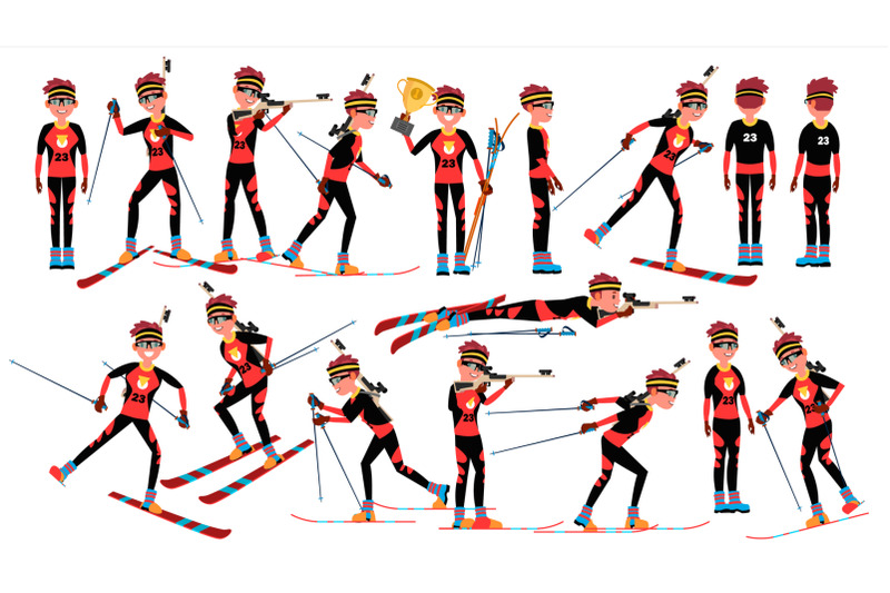 biathlon-man-player-male-vector-running-in-biathlon-rise-venue-in-the-forest-cartoon-athlete-character-illustration