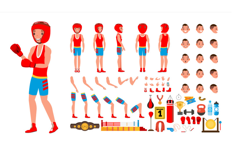 boxing-player-vector-animated-character-creation-set-fighting-sportsman-male-full-length-front-side-back-view-accessories-poses-face-emotions-gestures-isolated-flat-cartoon-illustration