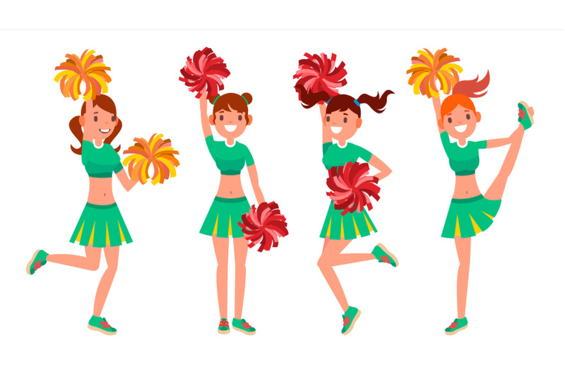 cheerleader-girls-vector-in-action-sport-fan-uniform-football-support-female-cartoon-character-illustration