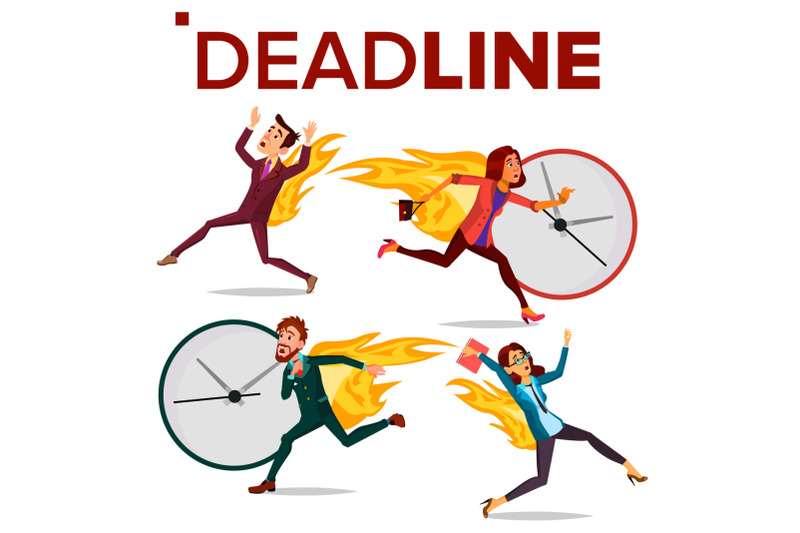 deadline-concept-set-vector-office-people-running-business-man-woman-workload-deadline-disasters-mess-and-deadline-tasks-stress-in-office-overwork-illustration