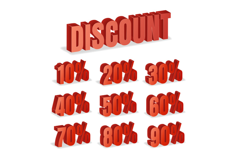 discount-numbers-3d-vector