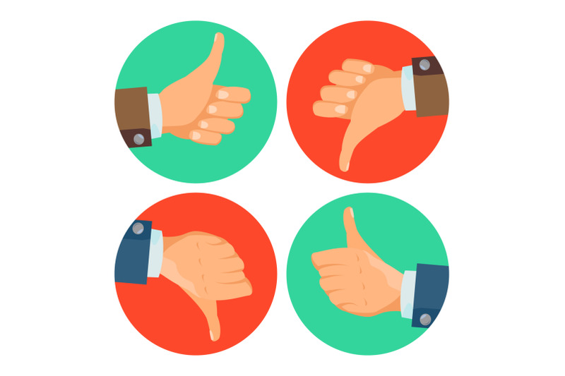 thumbs-up-down-icons-vector-business-hands-social-media-network-web-symbol-choice-concept-vote-finger-good-bad-dislike-and-like-flat-cartoon-illustration