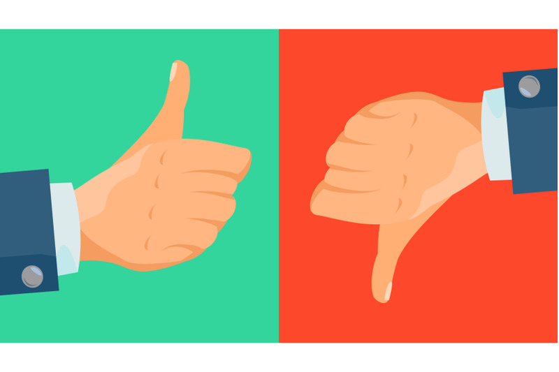 dislike-and-like-icon-vector-thumbs-up-thumbs-down-business-hands-social-media-network-web-symbol-choice-concept-vote-finger-good-bad-flat-cartoon-illustration