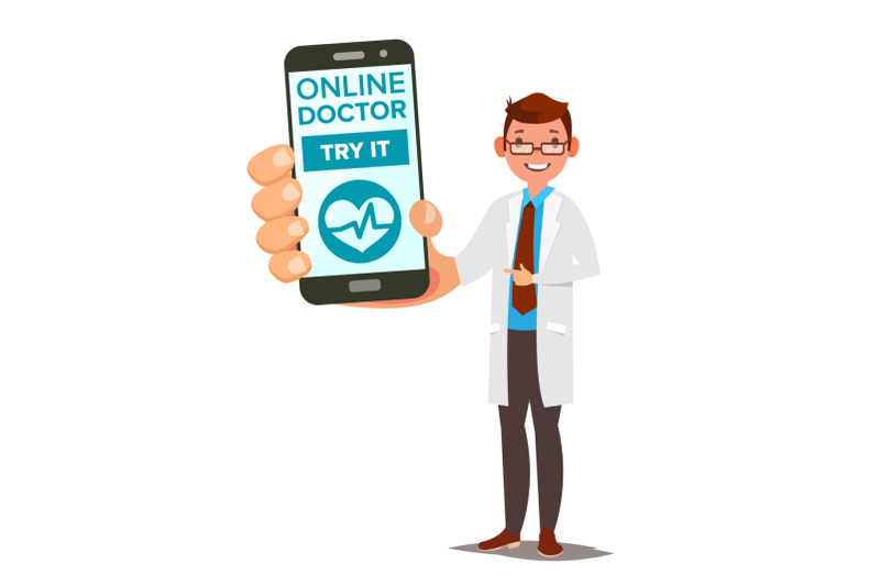 online-doctor-mobile-service-vector-man-holding-smartphone-with-online-consultation-on-screen-medicine-support-healthcare-app-isolated-flat-illustration