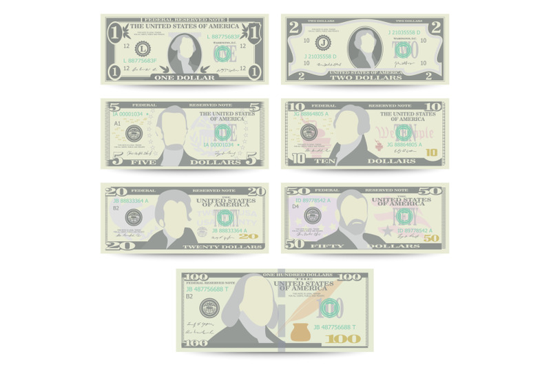 dollars-banknote-set-vector-cartoon