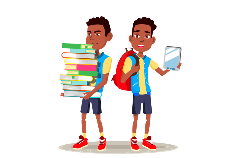 e-book-reader-vector-boy-afro-american-child-contemporary-education-paper-book-vs-e-book-isolated-flat-cartoon-illustration