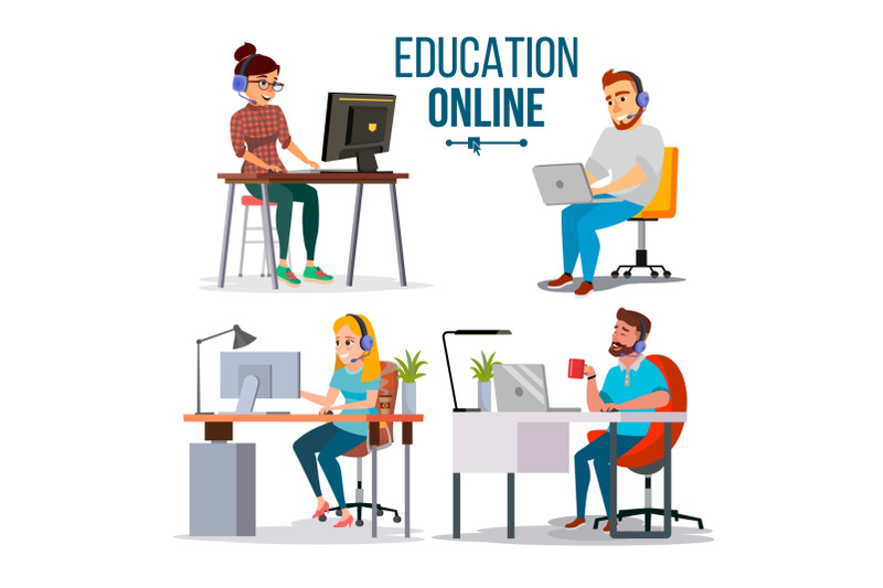 education-online-concept-vector-people-using-online-education-service-course-e-learning-science-concept-isolated-flat-cartoon-illustration