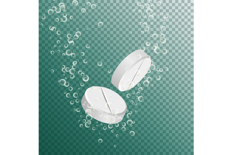 soluble-drug-isolated-on-transparent-background-vector-illustration-vitamin-in-water-effervescent-3d-realistic-bubbles