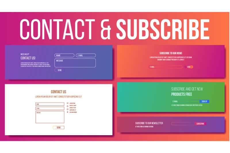 website-contact-subscribe-form-vector-modern-template-our-newsletter-illustration