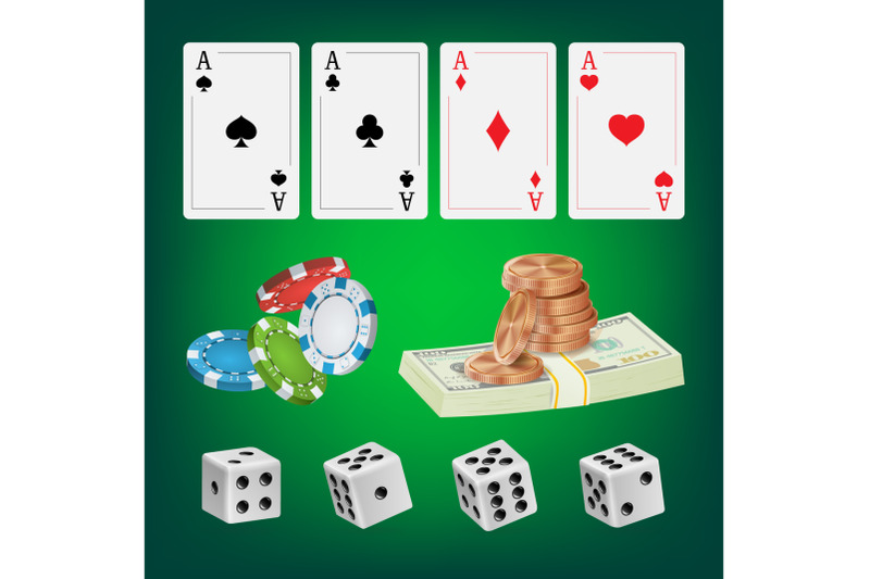 poker-design-elements-vector-chips-money-stacks-playing-gambling-cards-royal-fortune-club-concept-illustration