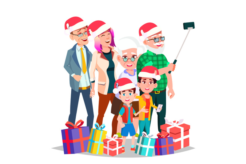 christmas-family-portrait-vector-big-happy-family-traditional-event-santa-hats-new-year-gifts-parents-grandparents-children-greeting-postcard-colorful-design-isolated-cartoon-illustration