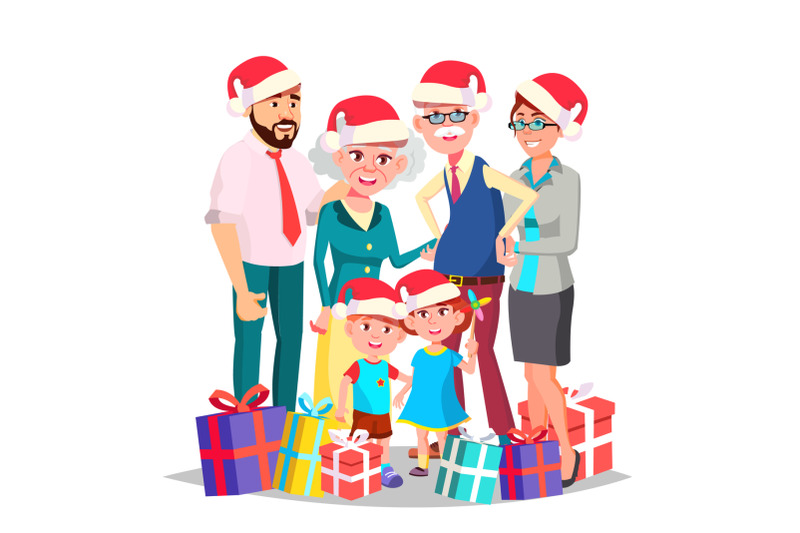 christmas-family-vector-full-family-portrait-winter-holidays-in-santa-hats-dad-mother-kids-grandparents-poster-advertising-template-isolated-cartoon-illustration